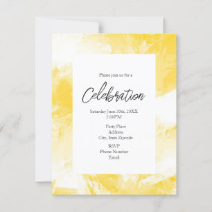 Invitation Brosse Abstraite jaune et blanche