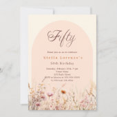 Invitation Brosse beige fleur sauvage flores 50e anniversaire (Devant)