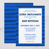 Invitation Brosse Bleu Bat mitzvah de la barre personnalisée (Devant / Derrière)