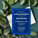 Invitation Brosse Bleu Bat mitzvah de la barre personnalisée<br><div class="desc">Carte parfaite pour annoncer un bat mitzvah, bar mitzvah ou une autre célébration juive ! L'art abstrait fait main avec des coups de pinceau lâche pour vous à l'avant et à l'arrière! ENTIÈREMENT PERSONNALISABLE ! Cliquez sur "Personnaliser" ci-dessus pour modifier le texte. Cliquez sur "modifier à l'aide de l'outil de...</div>