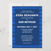 Invitation Brosse Bleu Bat mitzvah de la barre personnalisée (Devant)