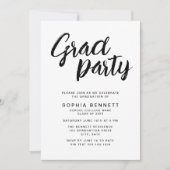 Invitation Brosse chic moderne Script Black & White Grad Part (Devant)