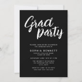 Invitation Brosse chic moderne Script Black & White Grad Part (Devant)