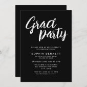Invitation Brosse chic moderne Script Black & White Grad Part (Devant / Derrière)