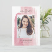 Invitation Brosse | Dark Pink Photo Girly Graduation (Debout devant)