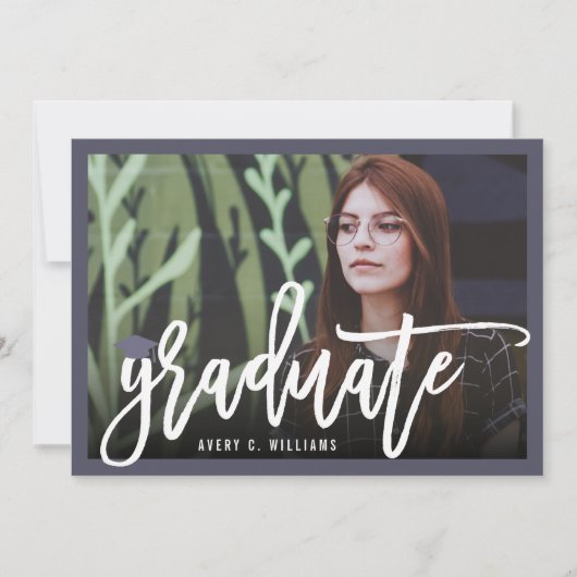 Invitation Brosse de calligraphie Script Photo Graduation Par (Devant)