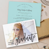 Invitation Brosse de calligraphie Script Photo Graduation Par