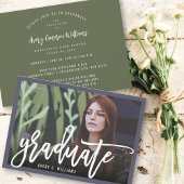 Invitation Brosse de calligraphie Script Photo Graduation Par