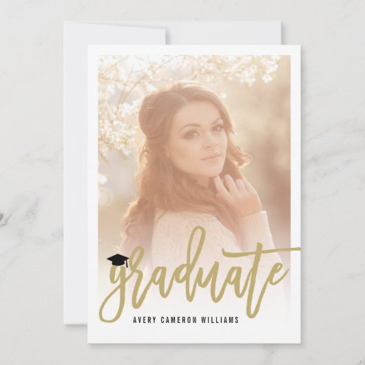 Invitation Brosse de calligraphie Script Photo Graduation Par (Devant)