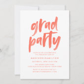 Invitation Brosse de corail moderne Script Graduation Party (Devant)