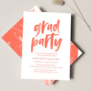 Invitation Brosse de corail moderne Script Graduation Party