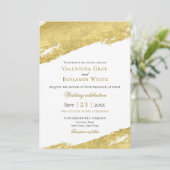 Invitation Brosse de feuille d'or trait moderne élégant maria (Debout devant)