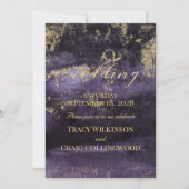 Invitation Brosse d'or sur l'Améthyste profond Mariage d'art (Devant)