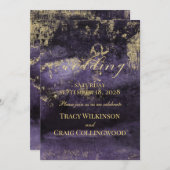 Invitation Brosse d'or sur l'Améthyste profond Mariage d'art (Devant / Derrière)