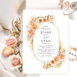 Invitation Brosse et crème Oval avec Mariage Monogram