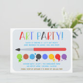 Invitation Brosse et peintures Enfants Art fête d'anniversair (Debout devant)