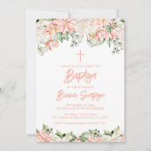 Invitation Brosse Fleurs d'ivoire Flore Baptême floral (Devant)