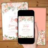 Invitation Brosse Fleurs d'ivoire Flore Baptême floral