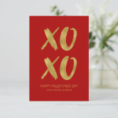 Invitation Brosse Gold Foil XOXO Classroom Valentine Card (Debout devant)
