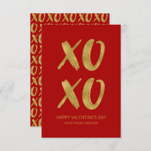 Invitation Brosse Gold Foil XOXO Classroom Valentine Card