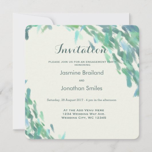 Invitation Brosse impressionniste coups de mariage moderne me (Devant)