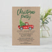 Invitation Brosse Kraft Script Camion Plaid Christmas Party G (Debout devant)