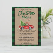 Invitation Brosse Kraft Script Camion Plaid Christmas Party G (Debout devant)