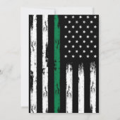 Invitation Brossé Léger Ligne Verte Drapeau Retraite Militair (Dos)