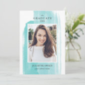 Invitation Brosse | Mint Photo Girly Graduation (Debout devant)