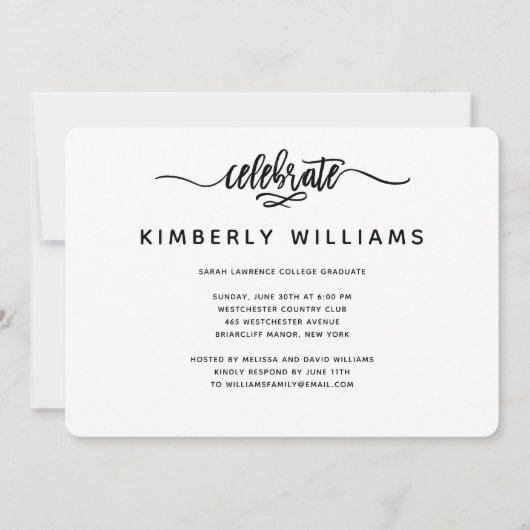Invitation Brossé Moderne Partie de Graduation Script (Dos)