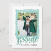 Invitation Brosse moderne Script Mint 2 Photo Graduation Part (Devant)
