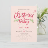 Invitation Brosse moderne Script Noël Fête de Noël Blush (Debout devant)