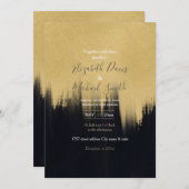 Invitation Brosse moderne traits Gold Black Design (Devant / Derrière)
