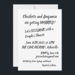 Invitation Brosse noire moderne Lettrer Couples tendance Douc<br><div class="desc">Brosse noire moderne Lettres Couples tendance Invitation douche</div>