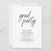 Invitation Brosse noire moderne Script Photo Graduation Party (Devant)