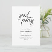 Invitation Brosse noire moderne Script Photo Graduation Party (Debout devant)
