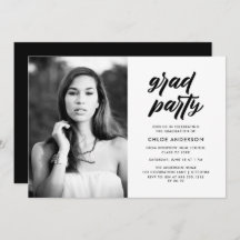 Brosse noire moderne Script Photo Graduation Party