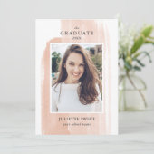 Invitation Brosse | Peach Photo Girly Graduation (Debout devant)