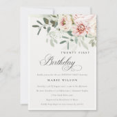 Invitation Brosse Peony Eucalyptus Foliage N'importe quel âge (Devant)