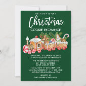 Invitation Brosse Script Noël Cookie Exchange Green (Devant)