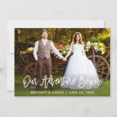 Invitation Brosse Script Notre aventure commence Kraft Card (Devant)