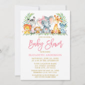 Invitation Brosse Script Safari Animaux Baby shower de la cav (Devant)