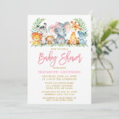 Invitation Brosse Script Safari Animaux Baby shower de la cav (Debout devant)
