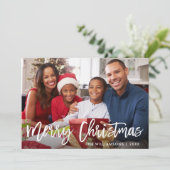Invitation Brosse Script Star Merry Christmas Photo Red Card (Debout devant)