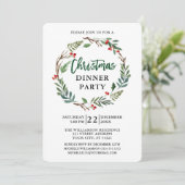 Invitation Brosse Script Watercolor Wreath Christmas Party (Debout devant)