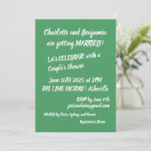 Invitation Brosse verte moderne Lettrer Couples tendance Douc (Debout devant)