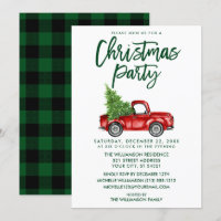Brosse verte Script Plaid Truck fête de Noël