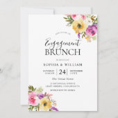 Invitation Brosse violet Fleurs violettes Engagement Fête Bru (Devant)
