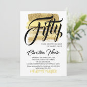Invitation Brosses d'or Sparkly Cinquante Anniversaire Fête t (Debout devant)