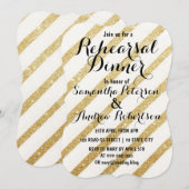Invitation Brosses modernes or rayures dîner de répétition (Devant / Derrière)